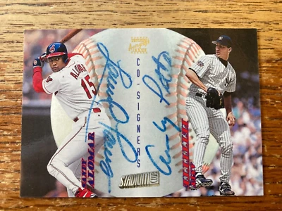 ANDY PETTITTE/SANDY ALOMAR 1998 TOPPS STADIUM CLUB DUAL AUTOGRAPH AUTOS! - Image 1 of 2