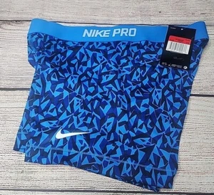 NIKE PRO Women's 3.0" COMPRESSION Shorts Blue Black Printed 777492-435 Large - Picture 1 of 4