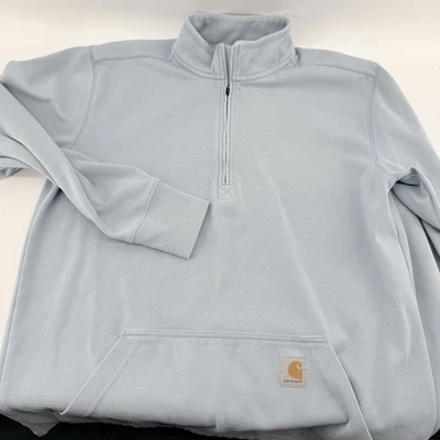 Sudadera Pullover Carhartt Para Hombres Mediana Calce Relajado 1/4 Cremallera Cuello Simulado Azul Claro Foto 1 de 4