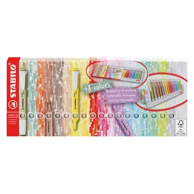 STABILO - Textmarker - swing cool - 18er Tischset - 8 Naturfarben & 10 Past ... - Bild 1 von 4