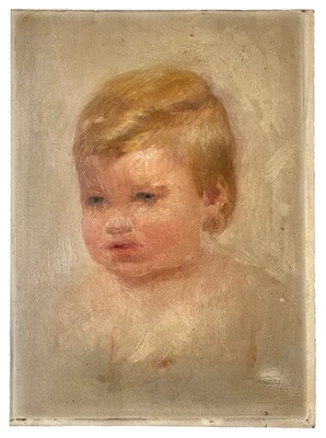 MANERA DE AUGUSTE RENOIR - PINTURA AL ÓLEO ANTIGUA c.1913 - GRAN RETRATO DE NIÑO Foto 1 de 4