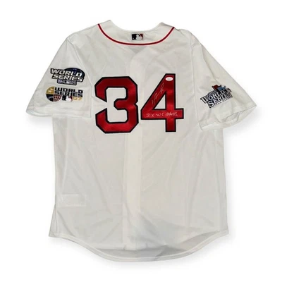 David Ortiz Signed Autographed Authentic Jersey w/ 3x WS Champs Inscription JSA - Image 1 of 3