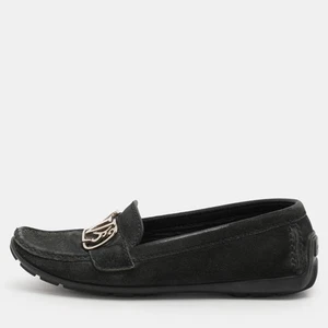 Louis Vuitton Black Suede Initiales Loafers Size 36.5 - Picture 1 of 9