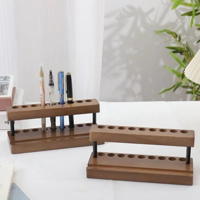 Wooden Pen Holder Display Stand Multifunction Desk Organizer for Office School - Image 1 of 4