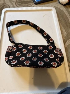 Vintage Vera Bradley Black w Mutlicolor Floral Design Handbag Nice Small Size - Picture 1 of 3
