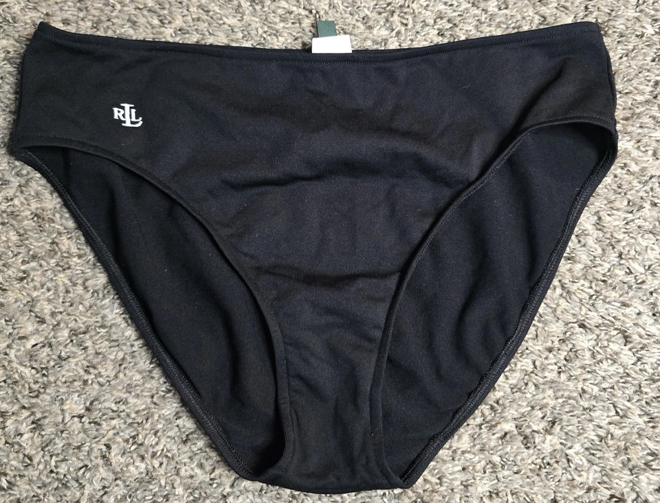 De Colección Ralph Lauren Negro Francés Corte Alto Algodón/Spandex Panty Ropa Interior Talla 14 Foto 1 de 4