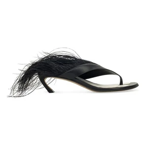 NIB LANVIN BLACK SWING SANDALS WITH FEATHER-45MM PUMPS SIZE 39 $1290 - Picture 1 of 7