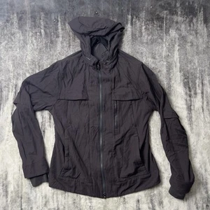 Lululemon Relay Jacket Houndstooth Swift Mojave Dark Gray Packable Hood Sz Large - Picture 1 of 9