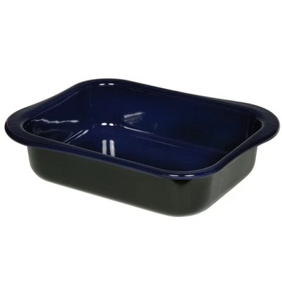 Riess Emaille Auflaufform extra hoch Wavehandle schwarz blau - Bild 1 von 3