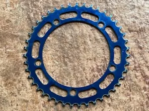Raro ANELLO CATENA 41T anodizzato blu anni 80 vecchia scuola BMX catena ruota pignone 130 - Foto 1 di 5