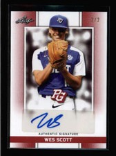 WES SCOTT 2018 LEAF PERFECT GAME NATIONAL SHOWCASE RED LEATHER AUTO #2/2 AN4258