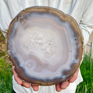 1.53LB Natural Agate Slice Quartz Crystal Hand-cut Slab Ore Specimen Healing - Picture 1 of 12