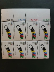 Scott #1461 Olympics 8c Plate Block of 8 Stamps (Bobsled) - MNH - Picture 1 of 2
