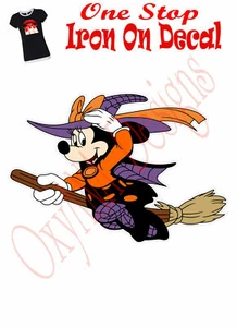 Halloween Minnie Mouse Witch flying. Iron on Heat Transfer Patch/Sticker - Picture 1 of 3
