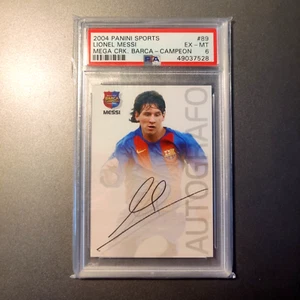 Tarjeta de novato de radiocontrol Lionel Messi - 2004 Megacracks Barca Campeon #89 - PSA 6 - Imagen 1 de 2