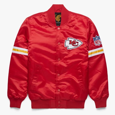 80's NFL Kansas city chiefs Satin Varsity Jacket Embroidery logos Champs 2023 Cover
