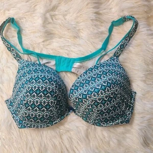 Cacique Bra Women's 44C Plus Size Teal Blue Pattern Print Turquoise  - Picture 1 of 5