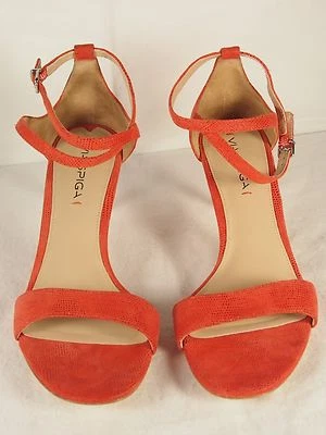 VIA SPIGA Leesa Suede Ankle Strap Mid Heel SandaL CORAL  Sz 9.5 Reg$195.00 - Image 1 of 4