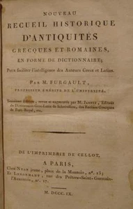 FURGAULT - NOUVEAU RECUEIL HISTORIQUE D'ANTIQUITES GRECQUES ET ROMAINES - 1809 - Picture 1 of 7