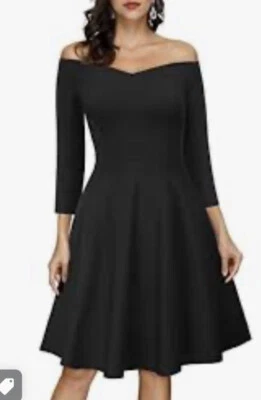 Vestido Columpio Grace Karin XXL Negro Hombro Descubierto Manga 3/4 Fiesta Foto 1 de 4