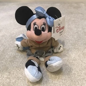 Juguete de peluche Tradicool Minnie Mouse 10" Beanbag arco azul exclusivo de Disney Store - Imagen 1 de 12