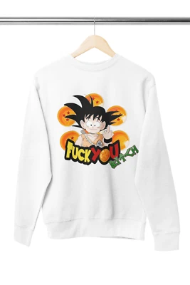 Sweat-shirt homme Son Goku Dragon Ball coton mélangé Fuck You majeur - Photo 1/4