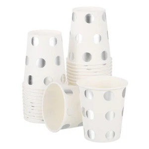 Disposable Paper Cups, 50 Pack 9 OZ Party Decorative Cups (Silver Dots) - Picture 1 of 6
