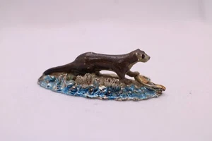 Vintage Pewter OTTER Figurine - Small Silver Tone Figure - Picture 1 of 2