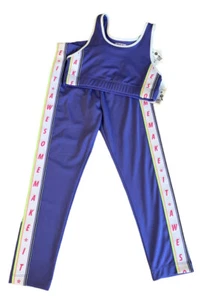 Zara SPORTY PURPLE AWESOME SET Comfy Sporty Athletic Purple Crop Top Pants 6-7 - Picture 1 of 5