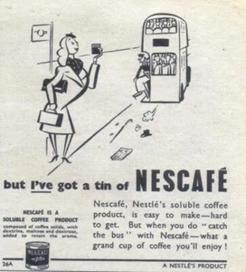 Original 1940s ADVERTISEMENT: Don't Miss the Bus - Get a Tin of NESCAFE!  - Picture 1 of 1