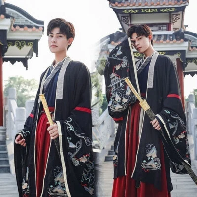 Bata China Hombres Antiguos Kimono Hanfu Tradicional Juegos con disfraces Baile Disfraz Fiesta Foto 1 de 4
