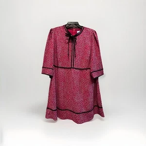 NEW Cece Womens Dress Plus Size 2X Red Black Long Sleeve Ditsy Floral - Picture 1 of 8