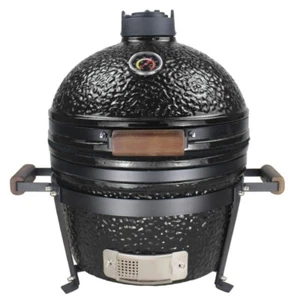 16" KAMADO Ceramic BBQ Grill Oven Outdoor Modern Multi Barbecue Egg, Black - Picture 1 of 5