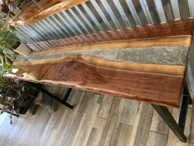 Epoxy Entryway Table Console Table Rustic, Country Farmhouse Console Table Tops - Image 1 of 4