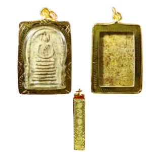Phra Somdej Toh Wat Gedchaiyo Anhänger Talisman Thai Buddha Amulett Gold Mikron - Bild 1 von 7