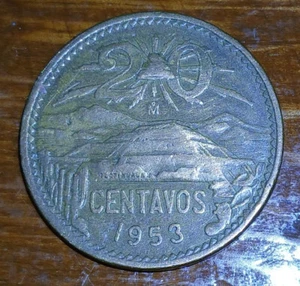 1953 MEXICO MEXICAN 20 CENTAVOS WORLD COIN - Picture 1 of 4