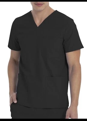 Blusa Médica Scrubstar Unisex Sólida Cuello en V - WMO1T895 - Negra - S Foto 1 de 4