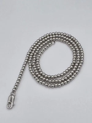 Cadena de cuentas de plata de ley 925 chapada en rodio antideslustre 18" pulgadas 3 mm Foto 1 de 4