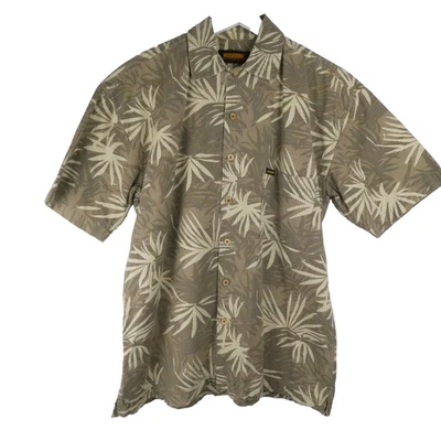 Wolverine Mens Shirt Medium Tan Hawaiian Tropical Short Sleeve Button Up Cotton - Image 1 of 4