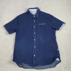 7 Diamonds Shirt Mens Medium Blue Dots AUDIO TREE Denim Stretch Woven Shirt - Picture 1 of 15