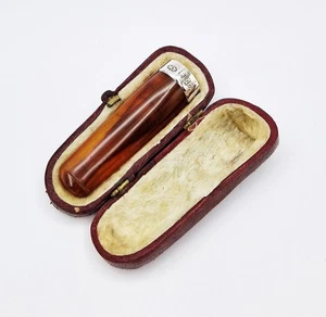 VICTORIAN STERLING SILVER & AMBER CASED CIGAR HOLDER Glasgow 1896 - Picture 1 of 9