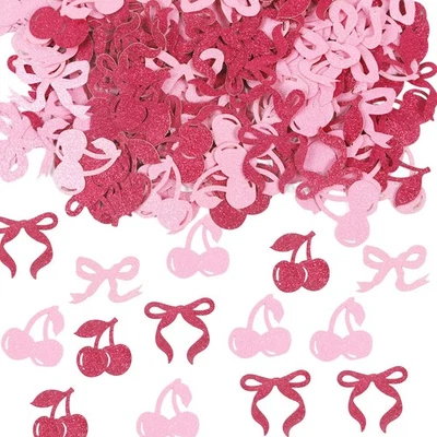 200Pcs Cherry Top Confetti, Pink Red, Baby Shower, Birthday Party Decor - Image 1 of 4