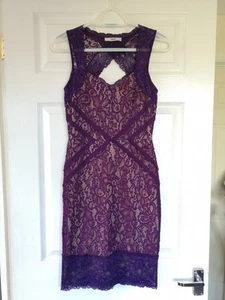 Oasis Purple Lace Bodycon Sleeveless Dress - Size 8 - Picture 1 of 6
