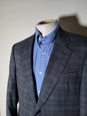 Blazer Abrigo Chaqueta 52R 42R Reciente Armani COLLEZIONI 2 Ventilación Gris Azul Cuadros Lana Foto 1 de 4
