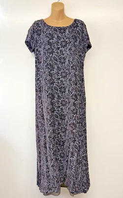 Laura Ashley Velvet Burnout Sz 14 Purple Whimsigoth Long Dress Dark Romantic - Image 1 of 4
