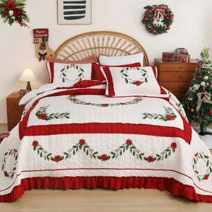 Queen Size Quilt Christmas Theme Bedding Sets with Pillow Shams Reversible Bedsp - Bild 1 von 12
