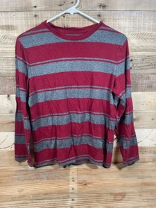 Urban Pipeline Red Gray Stripe Boys (L) Top Awesomely Soft Long Sleeve Tee Shirt - Picture 1 of 3