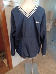 VINTAGE Mens Nike Windbreaker Waterproof Spring Jacket XL Navy Blue PULLOVER - Picture 1 of 16