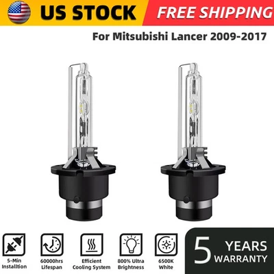 For Mitsubishi Lancer 09-17 D2S Xenon HID Headlight Bulbs High&Low Beam 6000K - Image 1 of 4