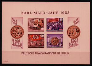 DDR MiNr 392-395 Bl 9B (1) "Karl-Marx-Jahr" Ökonom--Manifest-Autor-Das Kapital-